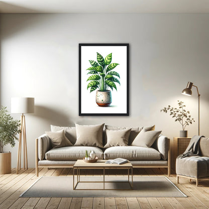 Botanical House Plant Print with Black Frame