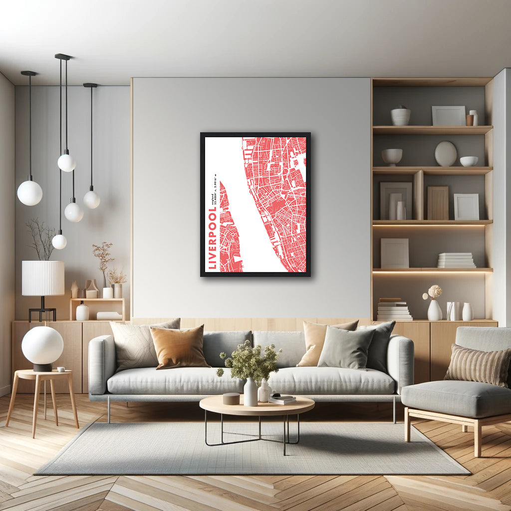 Liverpool Map Poster with Frame